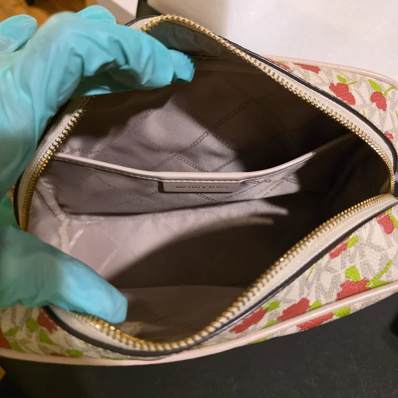 Michael Kors Red and Cream Floral Cosmetic Bag - Picture 3 of 4